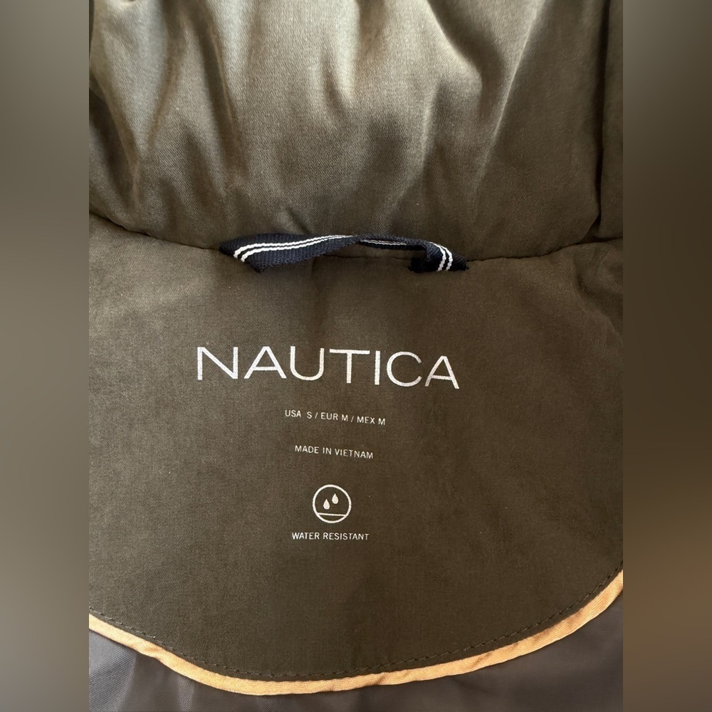 Nautica  NWOT Olive Puffer Coat with Faux Fur Hood  Sz S - Picture 5 of 16